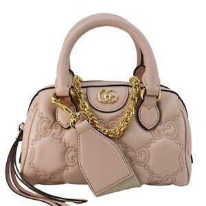 Gucci  Mini Matelasse Calfskin Leather Bowler Bag Pink 702251